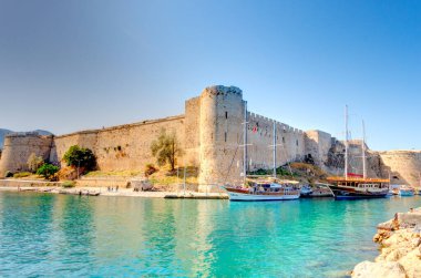 Kyrenia, Cyprus - October 2019 : Old harbour in sunny weather