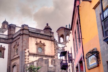 Arucas, Spain - January 2020 : Historical center in cloudy weather