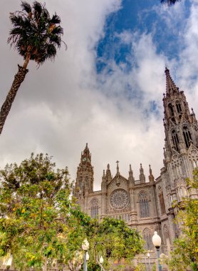 Arucas, Spain - January 2020 : Historical center in cloudy weather
