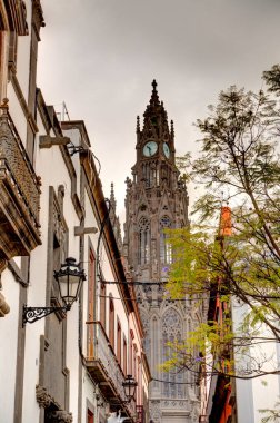 Arucas, Spain - January 2020 : Historical center in cloudy weather
