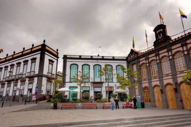 Arucas, Spain - January 2020 : Historical center in cloudy weather