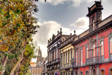 Arucas, Spain - January 2020 : Historical center in cloudy weather