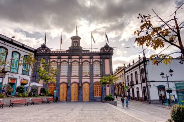 Arucas, Spain - January 2020 : Historical center in cloudy weather