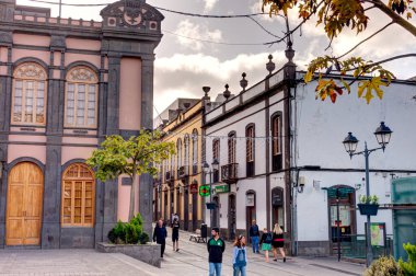 Arucas, Spain - January 2020 : Historical center in cloudy weather