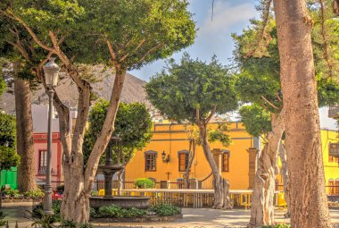 Galdar, Spain - January 2020 : Historical center in sunny weather