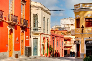 Galdar, Spain - January 2020 : Historical center in sunny weather