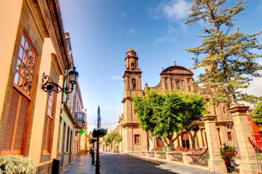 Galdar, Spain - January 2020 : Historical center in sunny weather