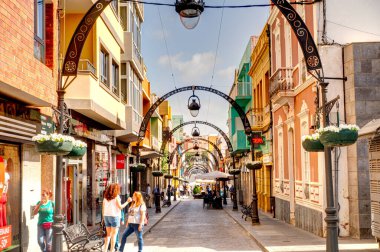 Galdar, Spain - January 2020 : Historical center in sunny weather