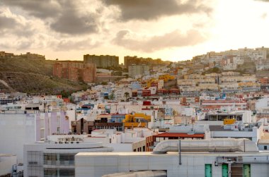 Las Palmas, Spain - February 2020 : Vegueta historical district at dusk