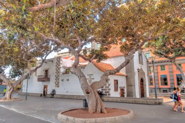 Las Palmas, Spain - February 2020 : Vegueta historical district at dusk