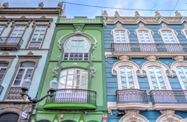 Las Palmas, Spain - February 2020 : Vegueta historical district at dusk