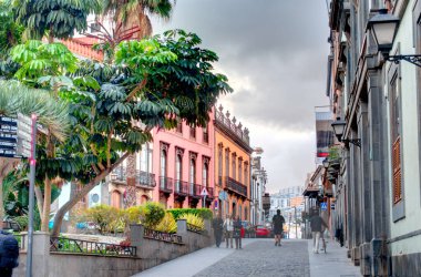 Las Palmas, Spain - February 2020 : Vegueta historical district at dusk