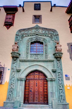 Teror, Spain - February 2020 : Historical center in rainy weather