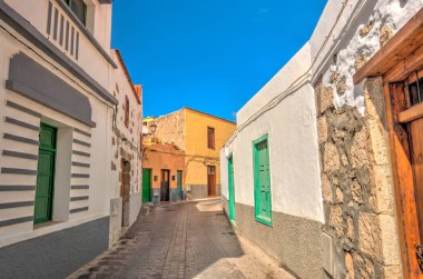 Teror, Spain - February 2020 : Historical center in rainy weather