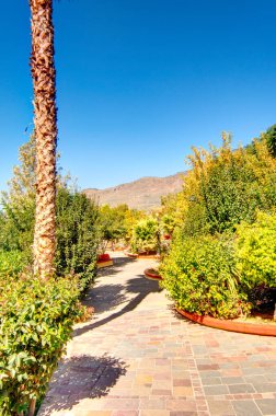 Tejeda, Spain - February 2020 : Picturesque Canarian village in sunny weather,