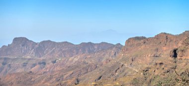 Tejeda, Spain - February 2020 : Picturesque Canarian village in sunny weather,