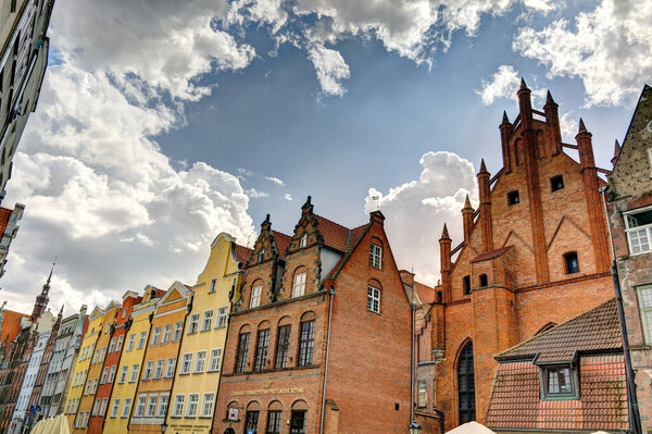 Gdansk, Poland - July 2021 : Historical center in sunny weather