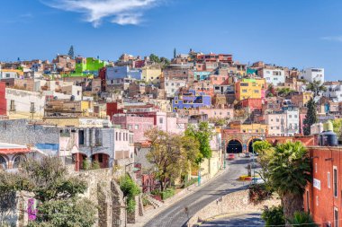 Guanajuato, Mexico - January 2022 : Historical center in sunny weather