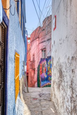 Guanajuato, Mexico - January 2022 : Historical center in sunny weather