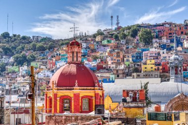 Guanajuato, Mexico - January 2022 : Historical center in sunny weather