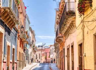 Guanajuato, Mexico - January 2022 : Historical center in sunny weather