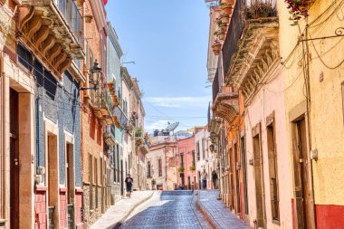 Guanajuato, Mexico - January 2022 : Historical center in sunny weather