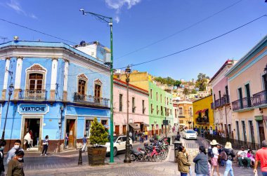 Guanajuato, Mexico - January 2022 : Historical center in sunny weather