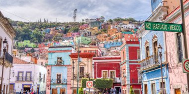 Guanajuato, Mexico - January 2022 : Historical center in sunny weather