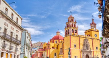 Guanajuato, Mexico - January 2022 : Historical center in sunny weather