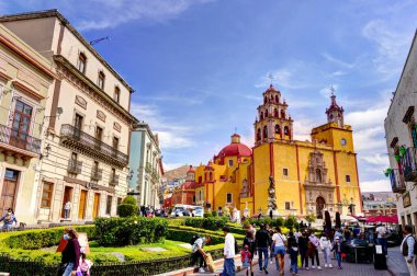 Guanajuato, Mexico - January 2022 : Historical center in sunny weather