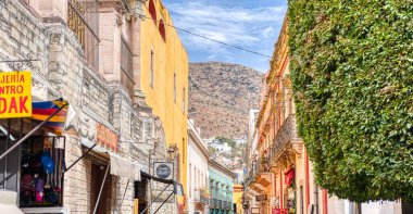 Guanajuato, Mexico - January 2022 : Historical center in sunny weather