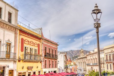 Guanajuato, Mexico - January 2022 : Historical center in sunny weather