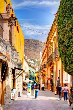 Guanajuato, Mexico - January 2022 : Historical center in sunny weather