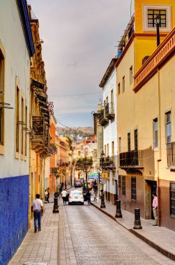 Guanajuato, Mexico - January 2022 : Historical center in sunny weather