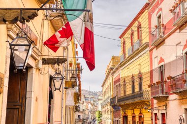 Guanajuato, Mexico - January 2022 : Historical center in sunny weather