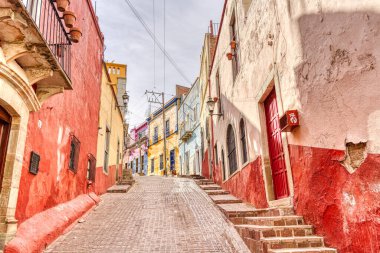 Guanajuato, Mexico - January 2022 : Historical center in sunny weather