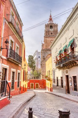 Guanajuato, Mexico - January 2022 : Historical center in sunny weather