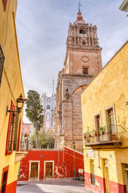 Guanajuato, Mexico - January 2022 : Historical center in sunny weather