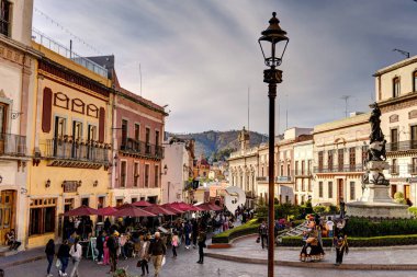 Guanajuato, Mexico - January 2022 : Historical center in sunny weather