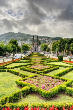 Guimaraes, Portugal - June 2021 : Historical center in sunny weather