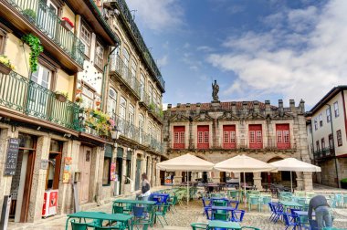 Guimaraes, Portugal - June 2021 : Historical center in sunny weather