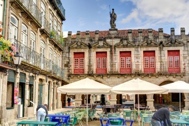 Guimaraes, Portugal - June 2021 : Historical center in sunny weather