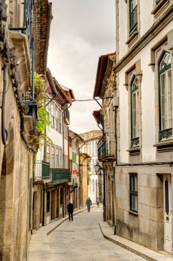 Guimaraes, Portugal - June 2021 : Historical center in sunny weather