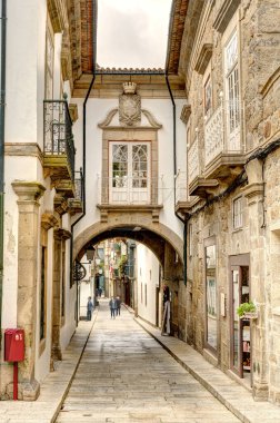 Guimaraes, Portugal - June 2021 : Historical center in sunny weather