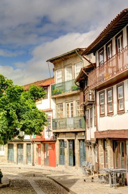 Guimaraes, Portugal - June 2021 : Historical center in sunny weather