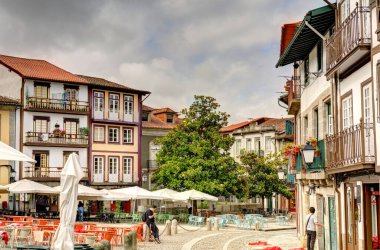 Guimaraes, Portugal - June 2021 : Historical center in sunny weather