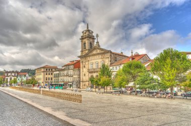Guimaraes, Portugal - June 2021 : Historical center in sunny weather
