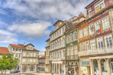 Guimaraes, Portugal - June 2021 : Historical center in sunny weather