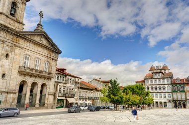 Guimaraes, Portugal - June 2021 : Historical center in sunny weather