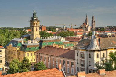 Hodmezovasarhely, Hungary - May 2022 : Historical center in sunny weather           